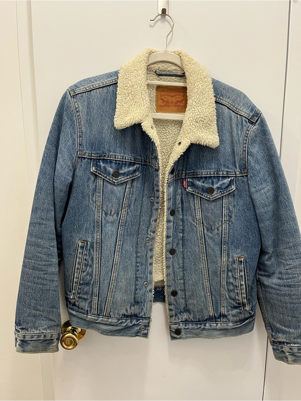 Levi's Light Blue Denim Sherpa-Trim Bomber Jacket